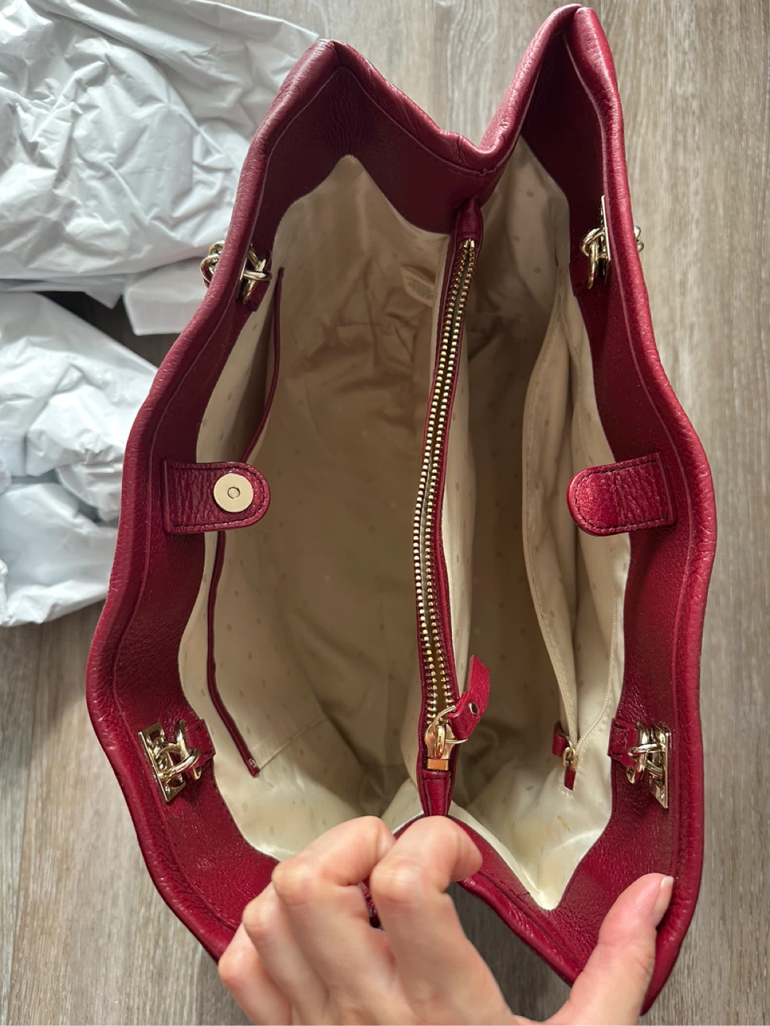 Vintage Kate Spade New York Red Leather Tote Bag - photo 5