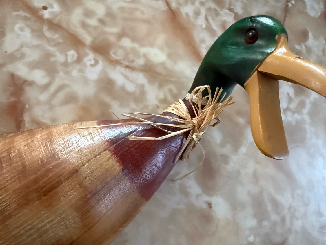 Hand Carved Wooden Duck Wine Holder - photo 3
