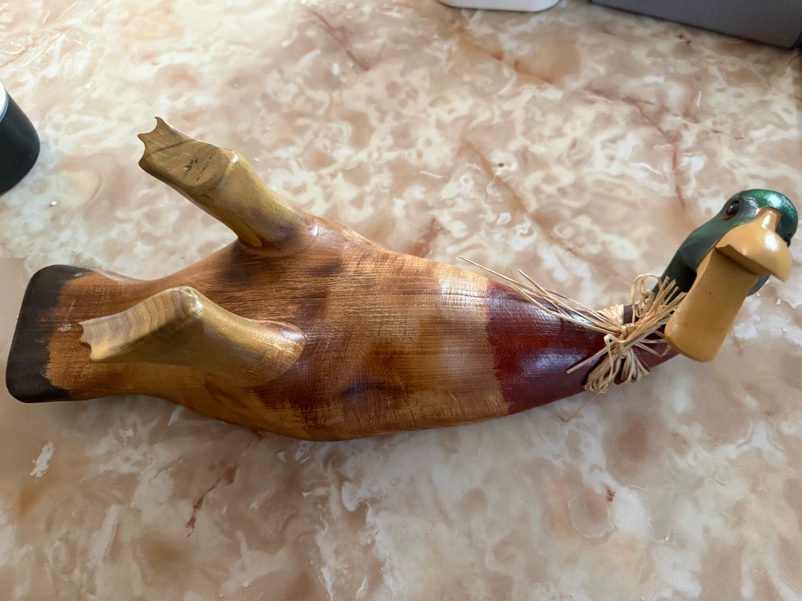 Hand Carved Wooden Duck Wine Holder - photo 4