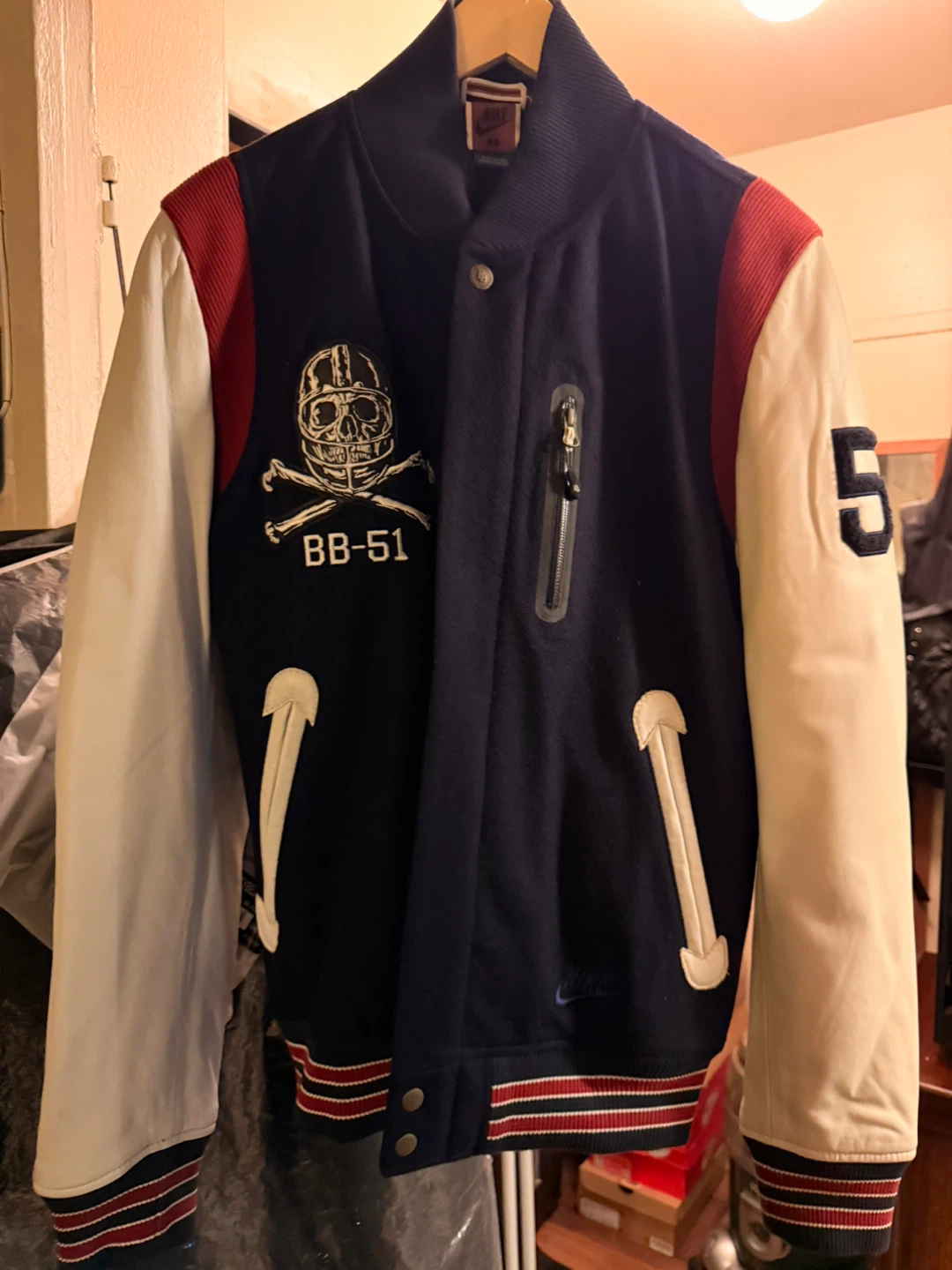 Nike BB-51 Varsity Wool & Leather Jacket Men’s Size Medium, NWOT