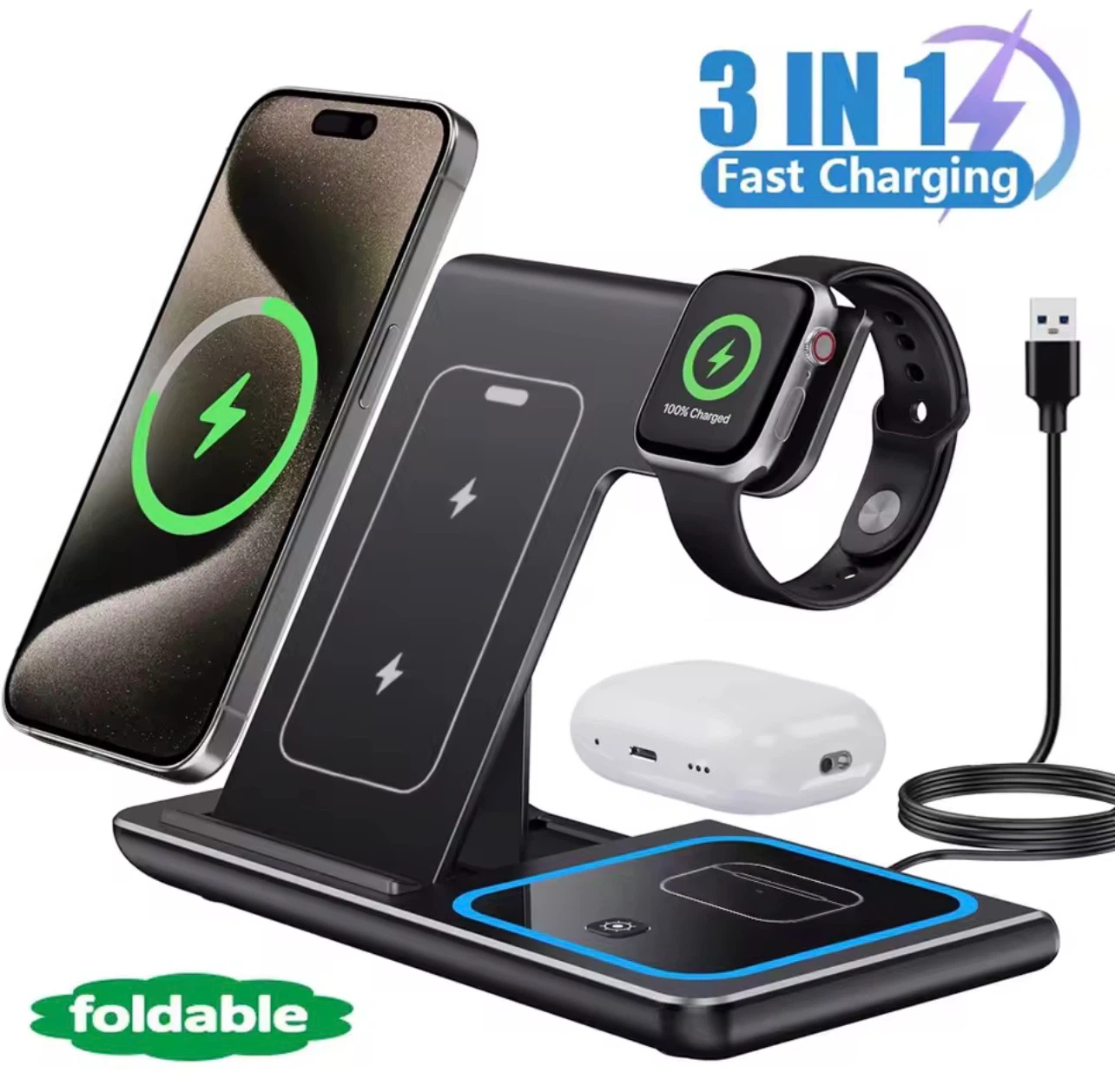 Fast Charging Stand for iPhone, Apple Watch & AirPods