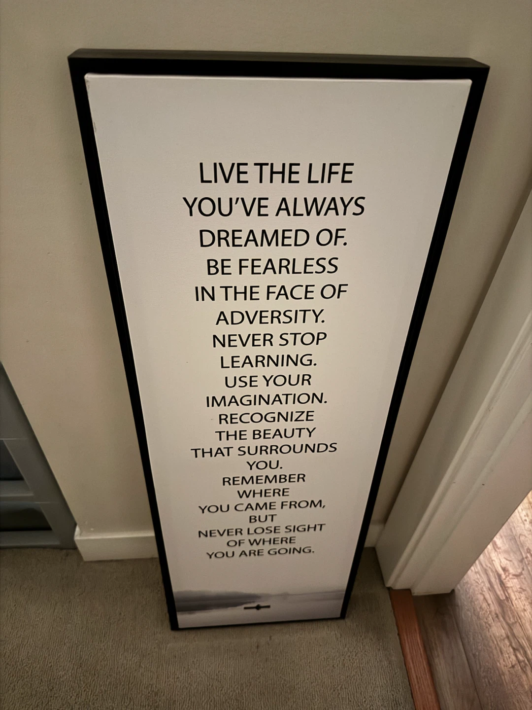 Black and white inspirational quote wall art