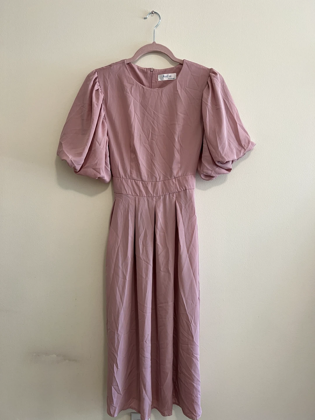 Pink Puff Sleeve Maxi Dress