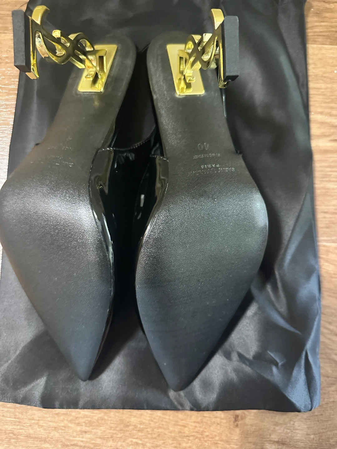 Saint Laurent Paris Black Patent Slingback Heels - photo 3
