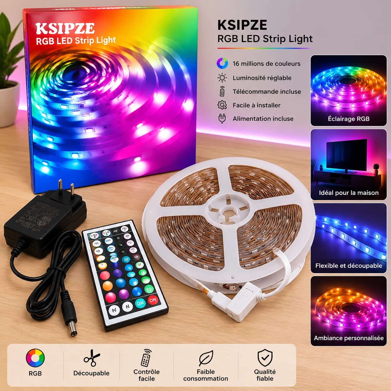 KSIPZE RGB LED Strip Light