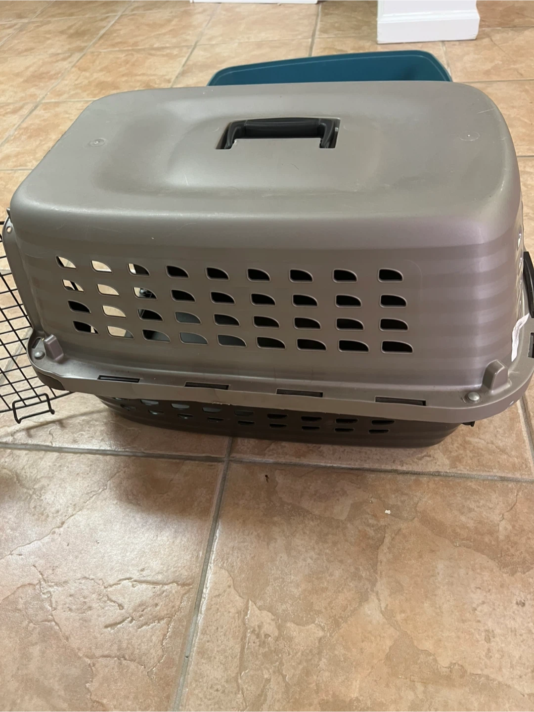 Petmate gray and black plastic pet carrier