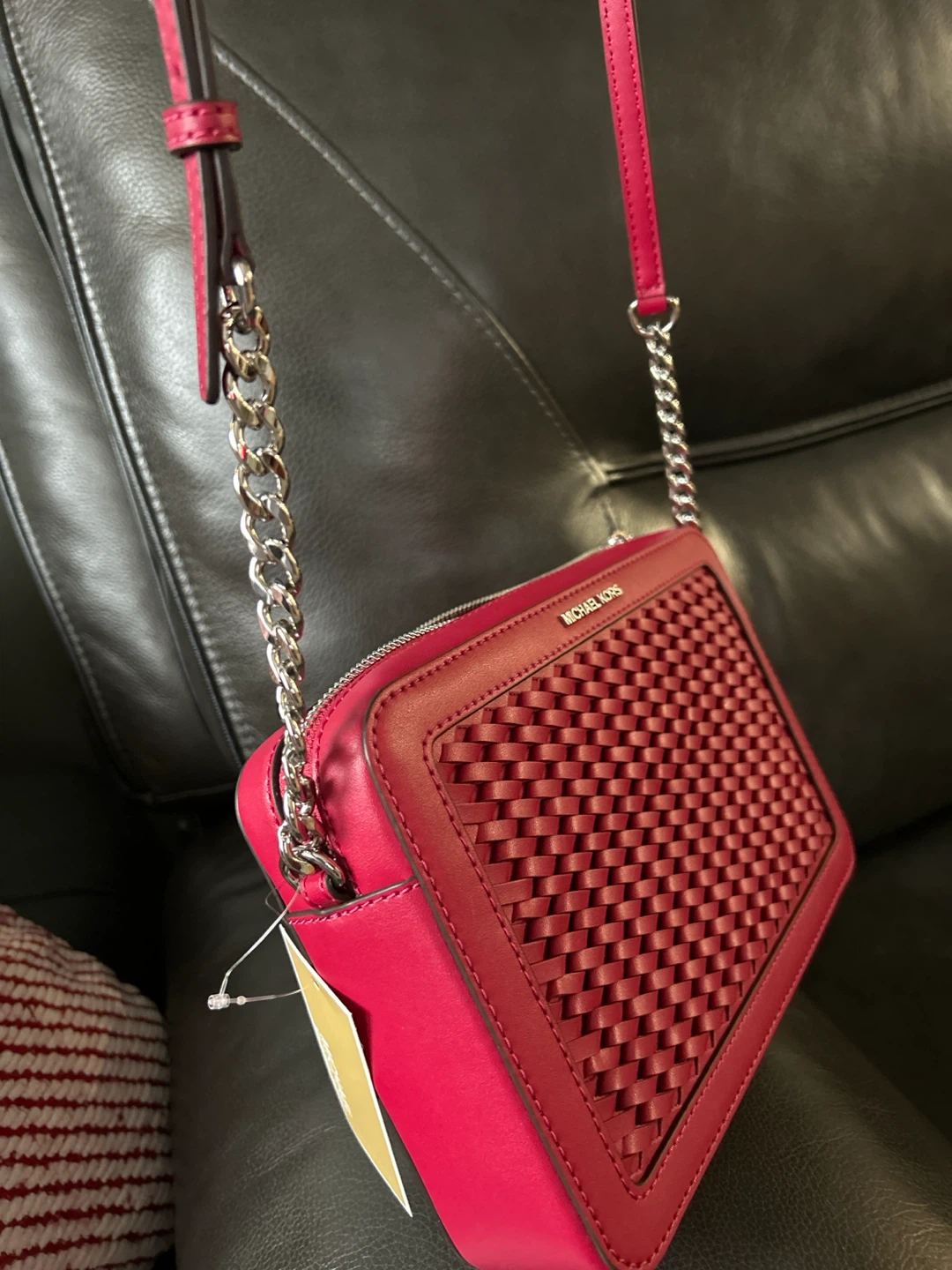 Michael Kors Woven Crossbody Bag - Red