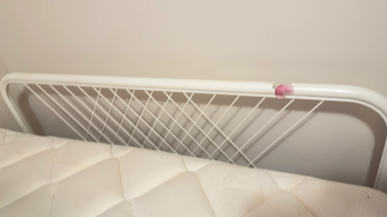 White Metal Bed Frame with Mattress