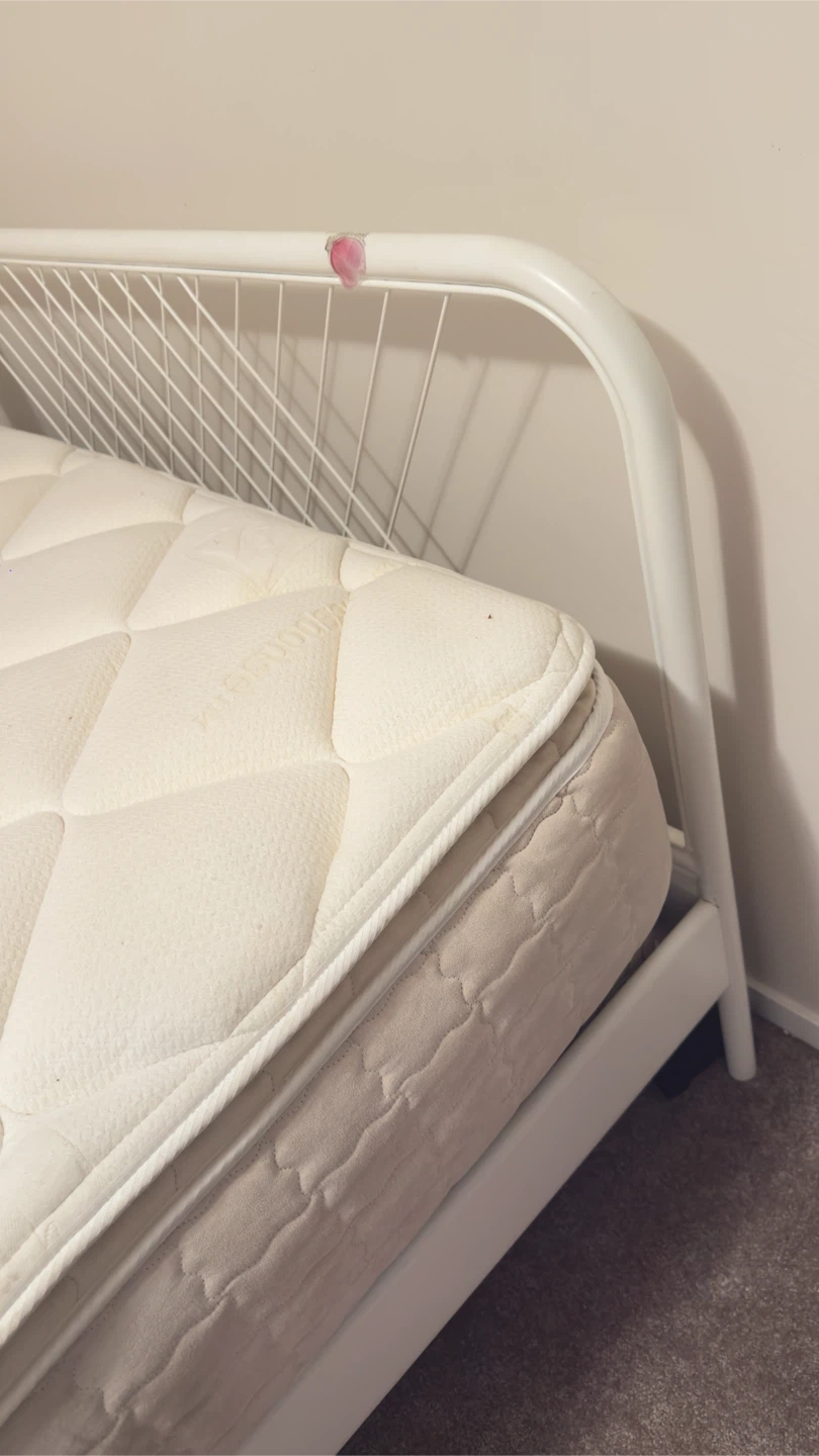White Metal Bed Frame with Mattress - photo 2