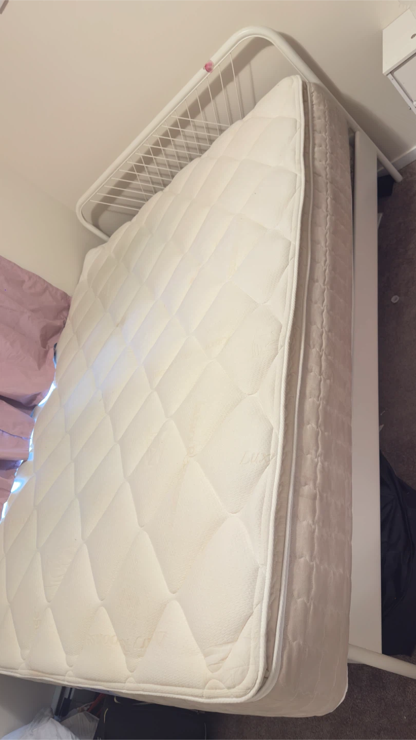 White Metal Bed Frame with Mattress - photo 3