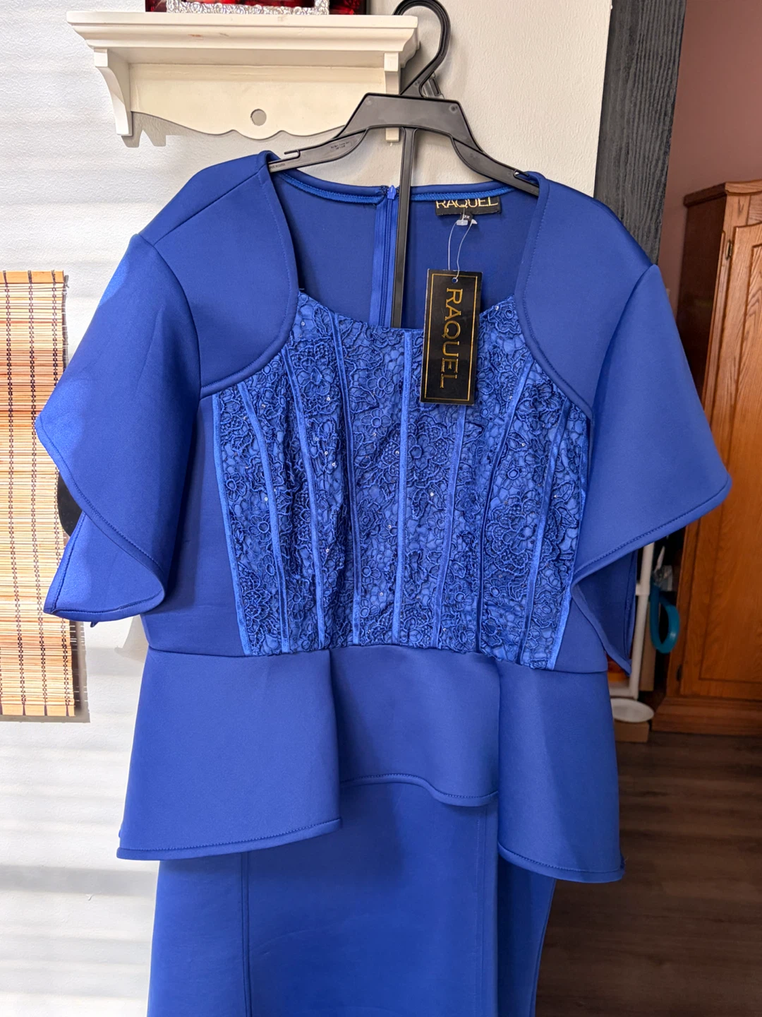 Raquel Blue Lace Trim Dress 3X Brand New Skirt and Blouse