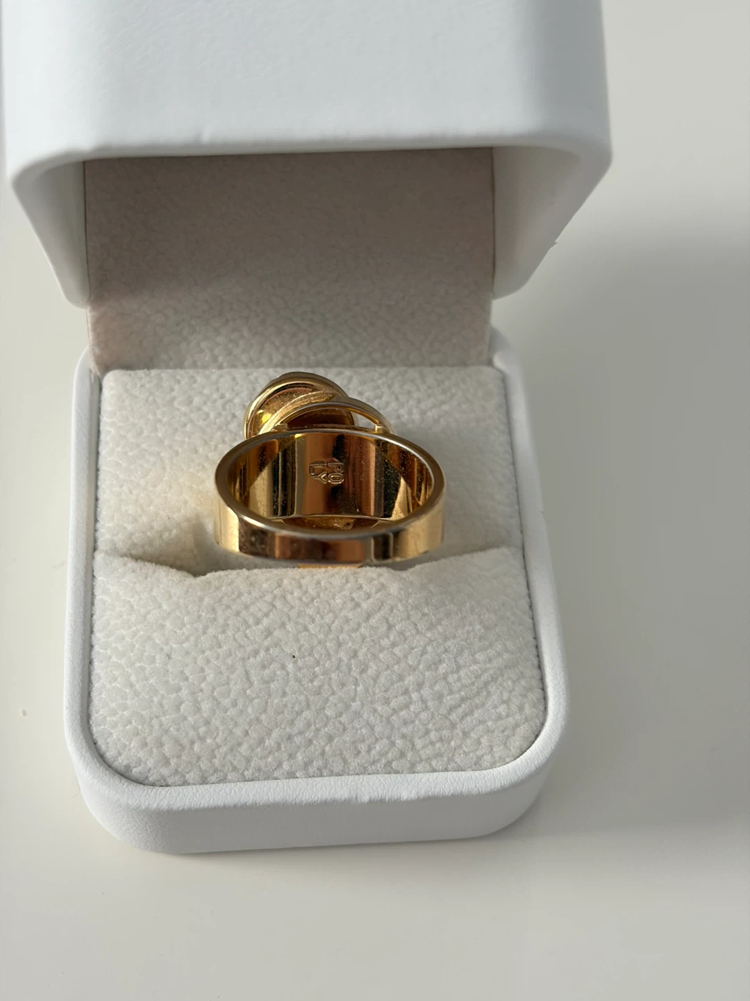 Gold-tone ring with red stone and silver accent - photo 5