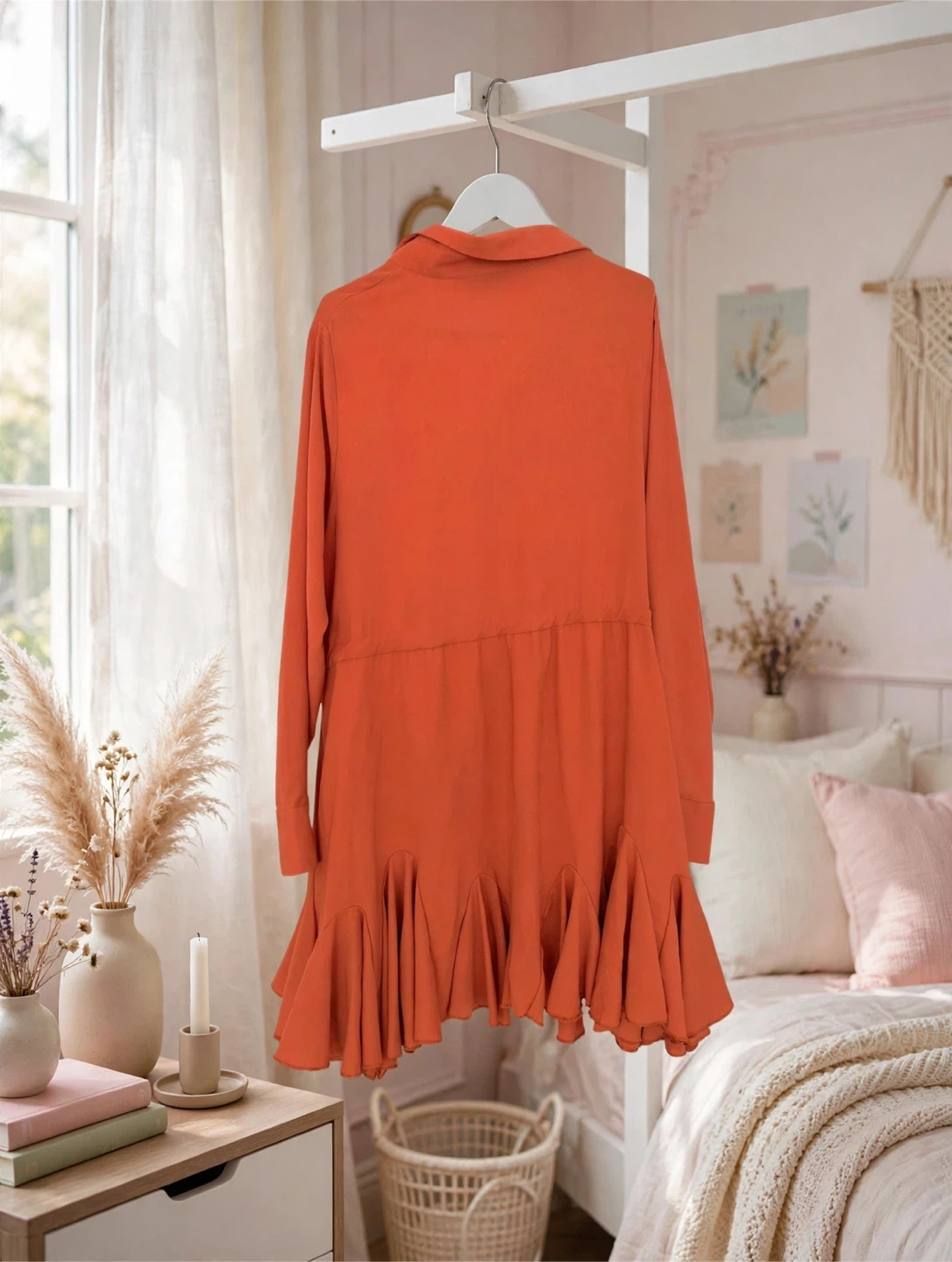 Orange Ruffle Hem Tunic Shirt - photo 2