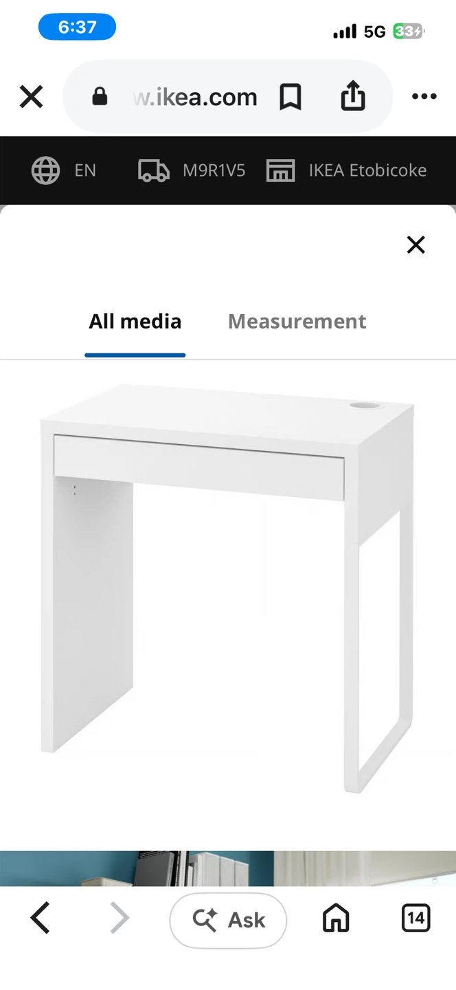 IKEA MICKE Desk with Drawer - White