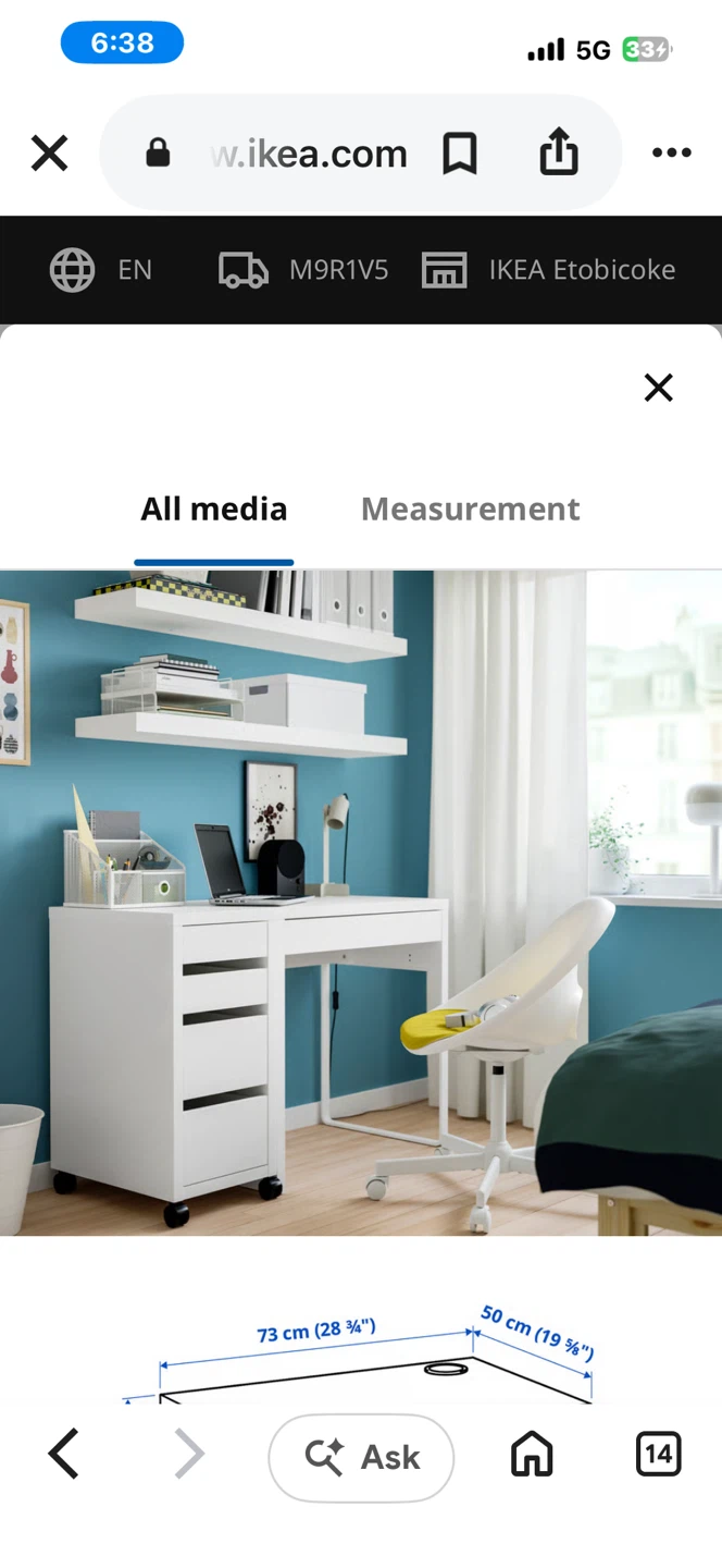 IKEA MICKE Desk with Drawer - White - photo 2