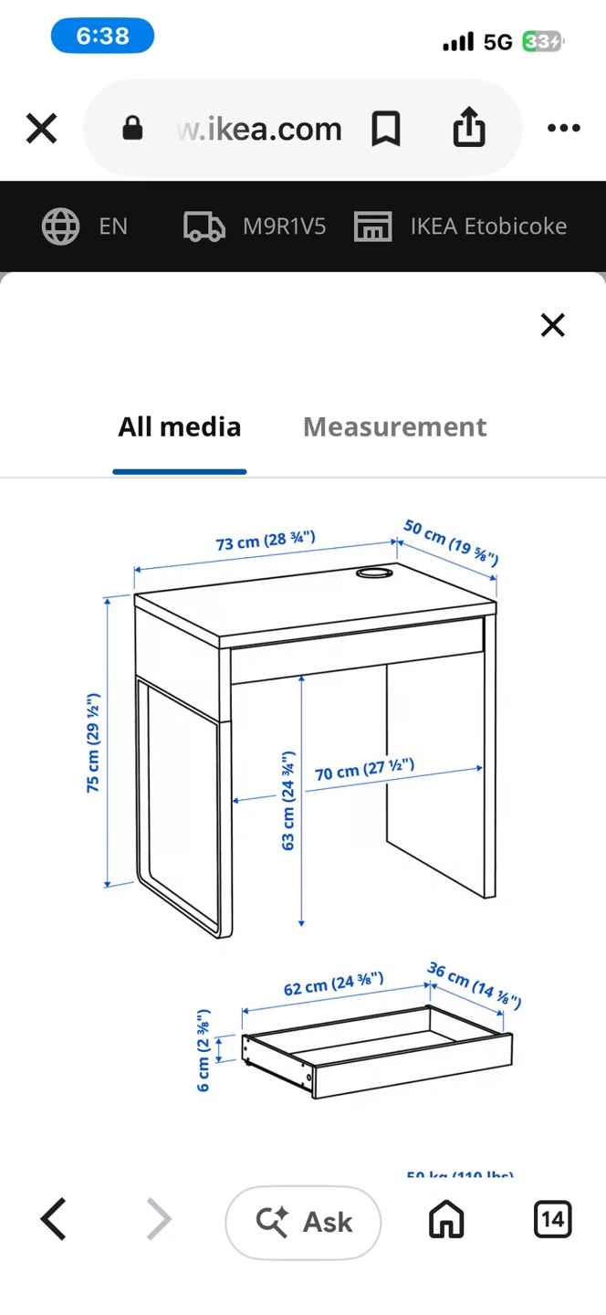 IKEA MICKE Desk with Drawer - White - photo 3