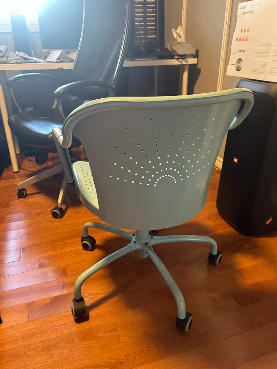 IKEA Light Blue Swivel Office Chair with Perforated Design - photo 2