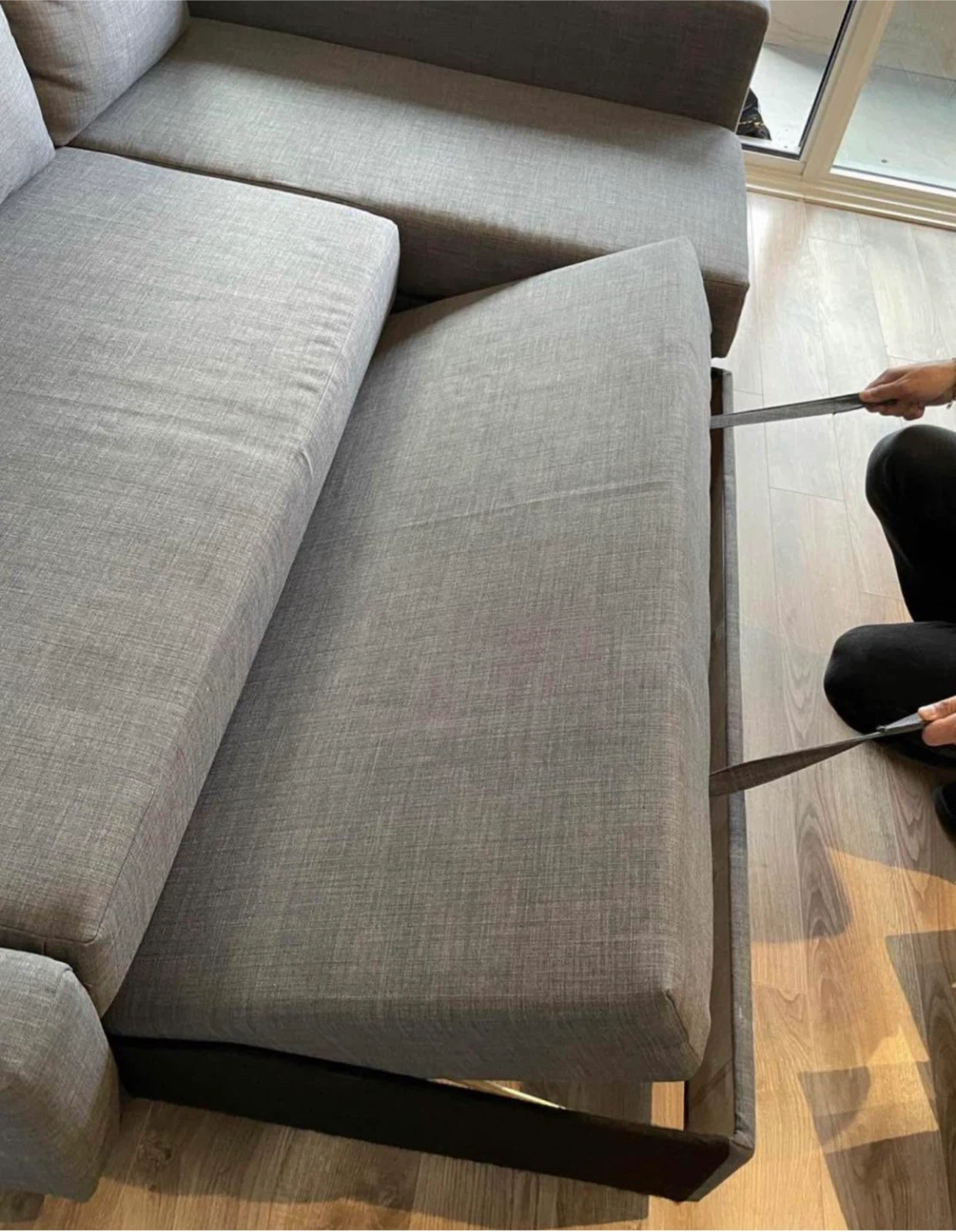 Grey Sectional Sofa Bed with Storage - photo 3