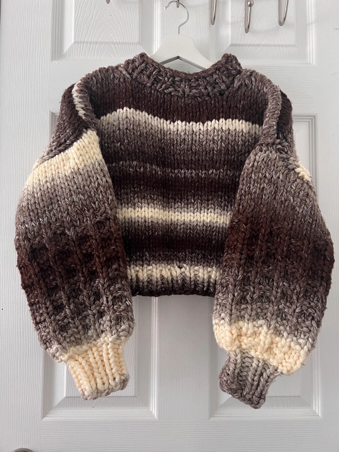 Hand-knitted Striped Cropped Sweater