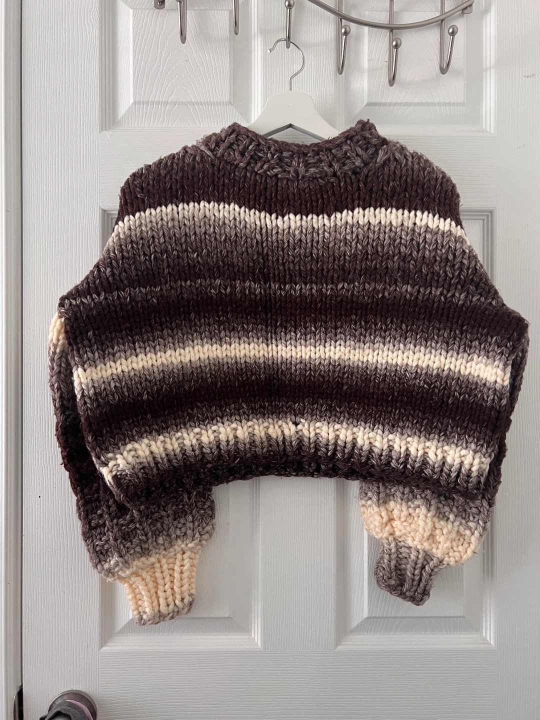 Hand-knitted Striped Cropped Sweater - photo 2