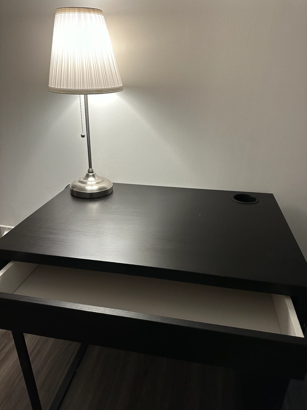 Black Desk with Drawer and Cable Hole