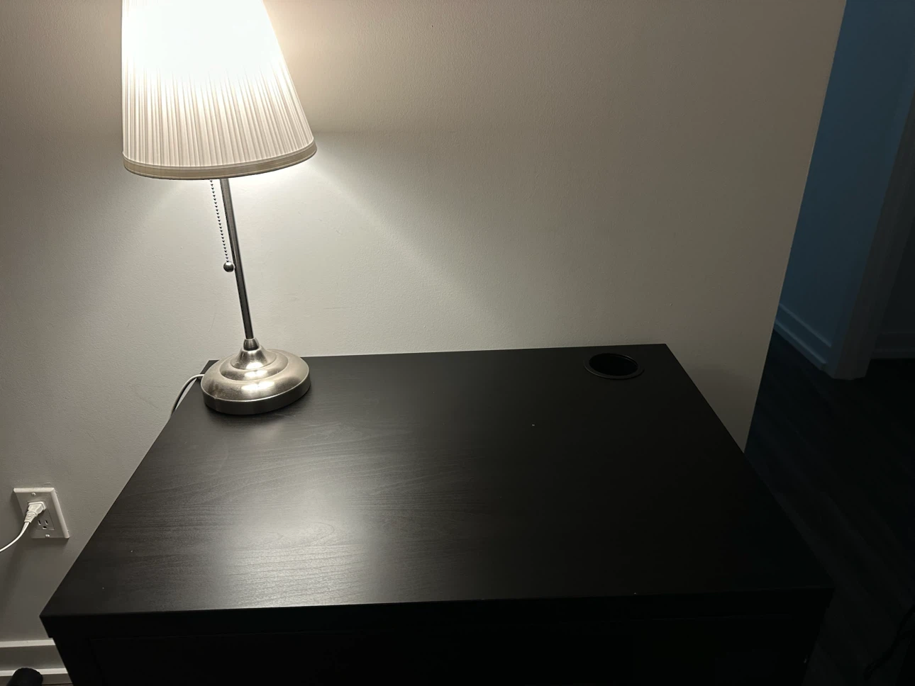 Black Desk with Drawer and Cable Hole - photo 2