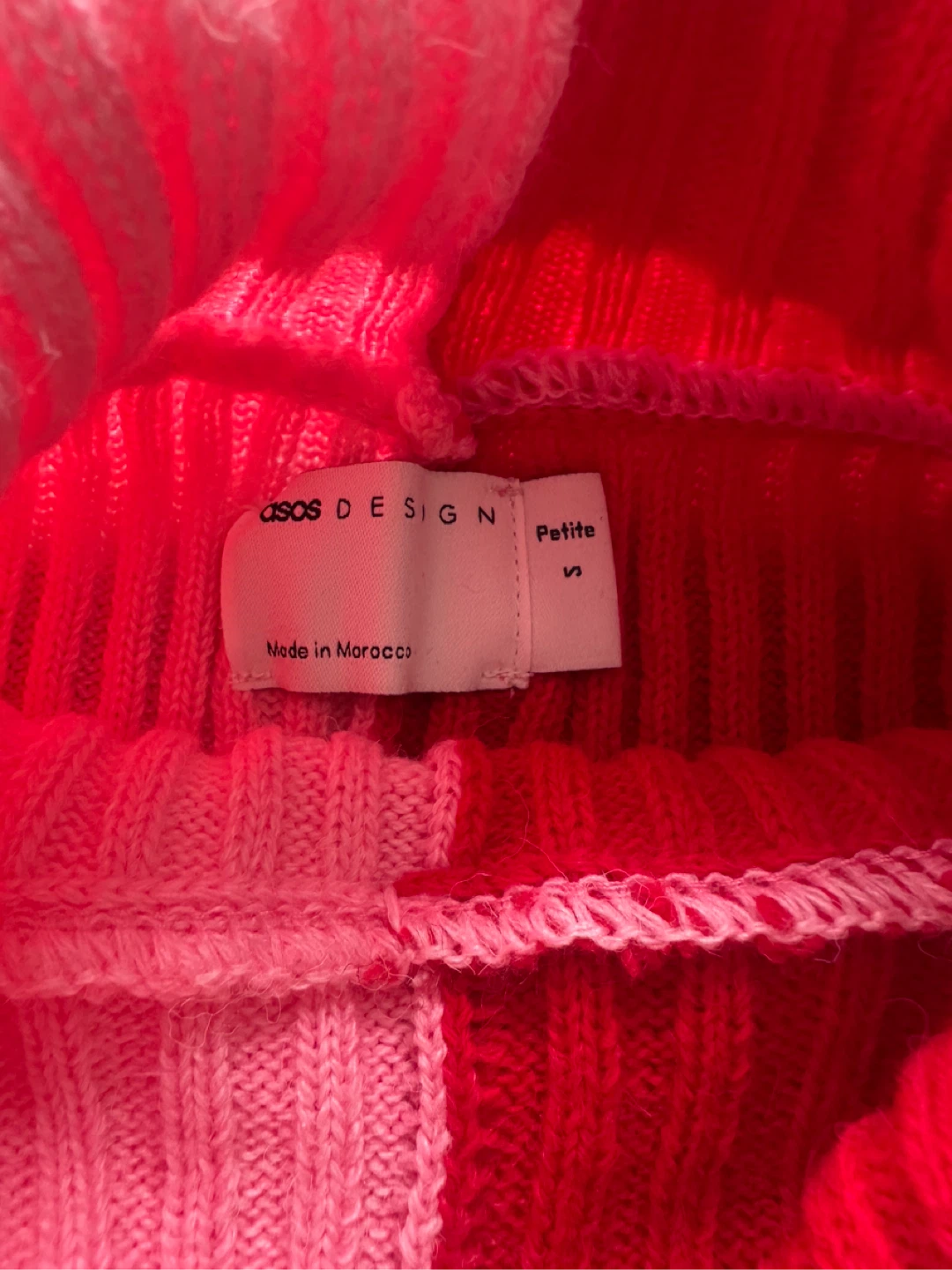 ASOS DESIGN Pink and Red Colorblock Ribbed Knit Sweater Petite S - photo 4