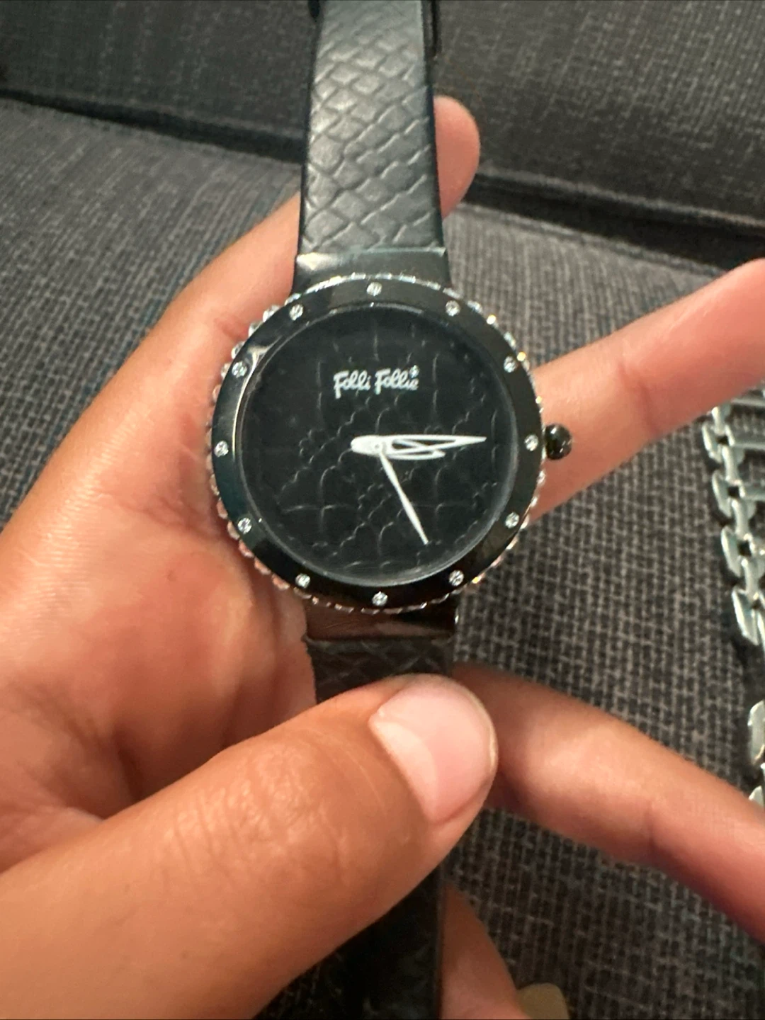 Folli Follie Black Watch with Crystal Bezel