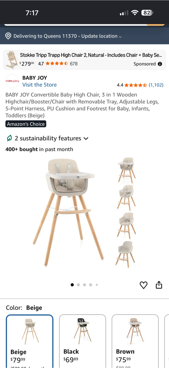 BABY JOY Convertible High Chair - Beige - photo 5
