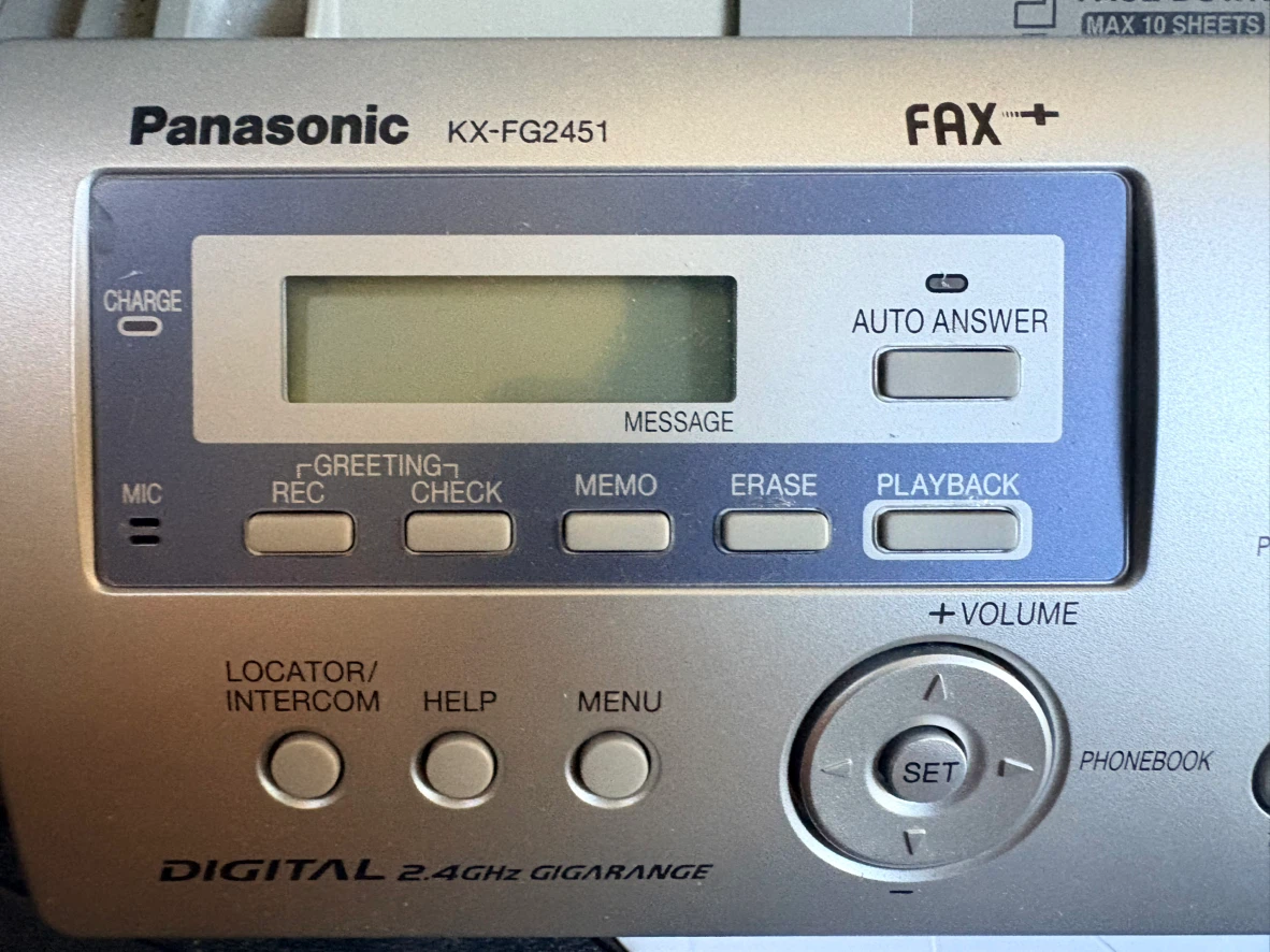 Panasonic KX-FG2451 Fax Machine with Cordless Handset - photo 3