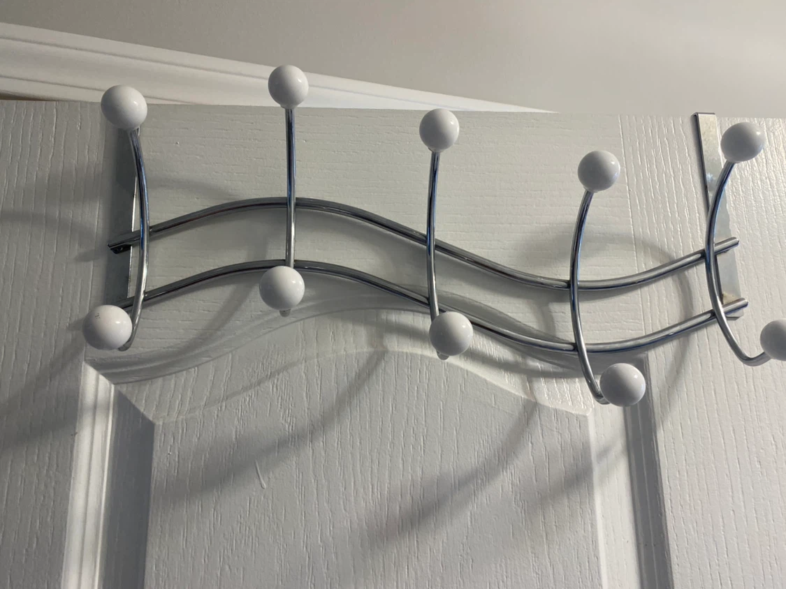 Chrome Over the Door Hook Rack with White Tips - photo 2