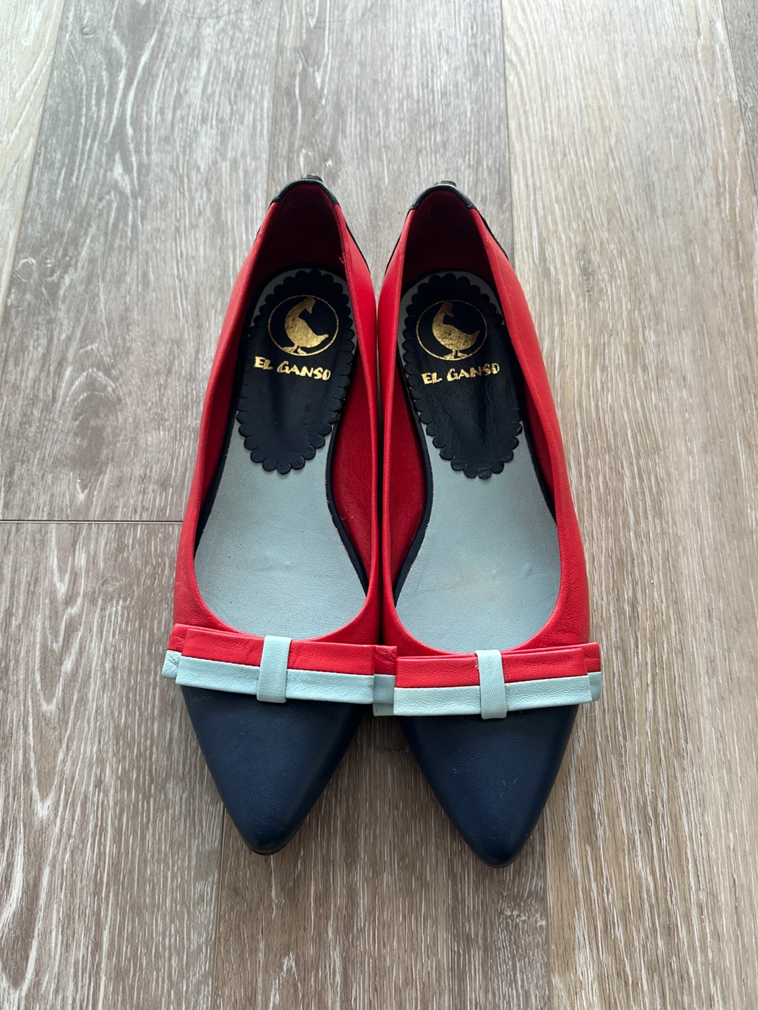 El Ganso Red & Navy Pointed Flats - EU 37 / UK 4