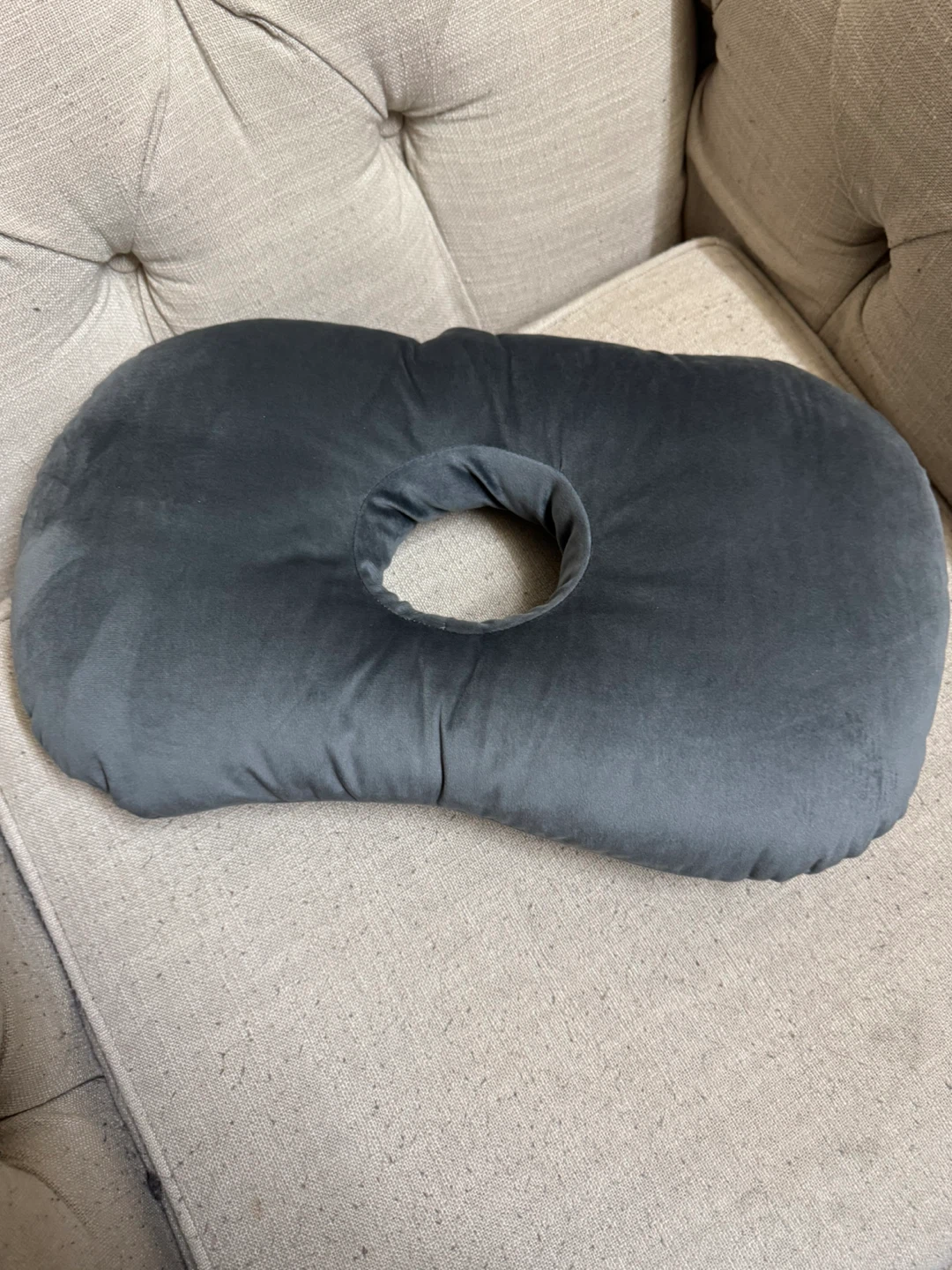 Grey Plush C-Shaped Neck Pillow