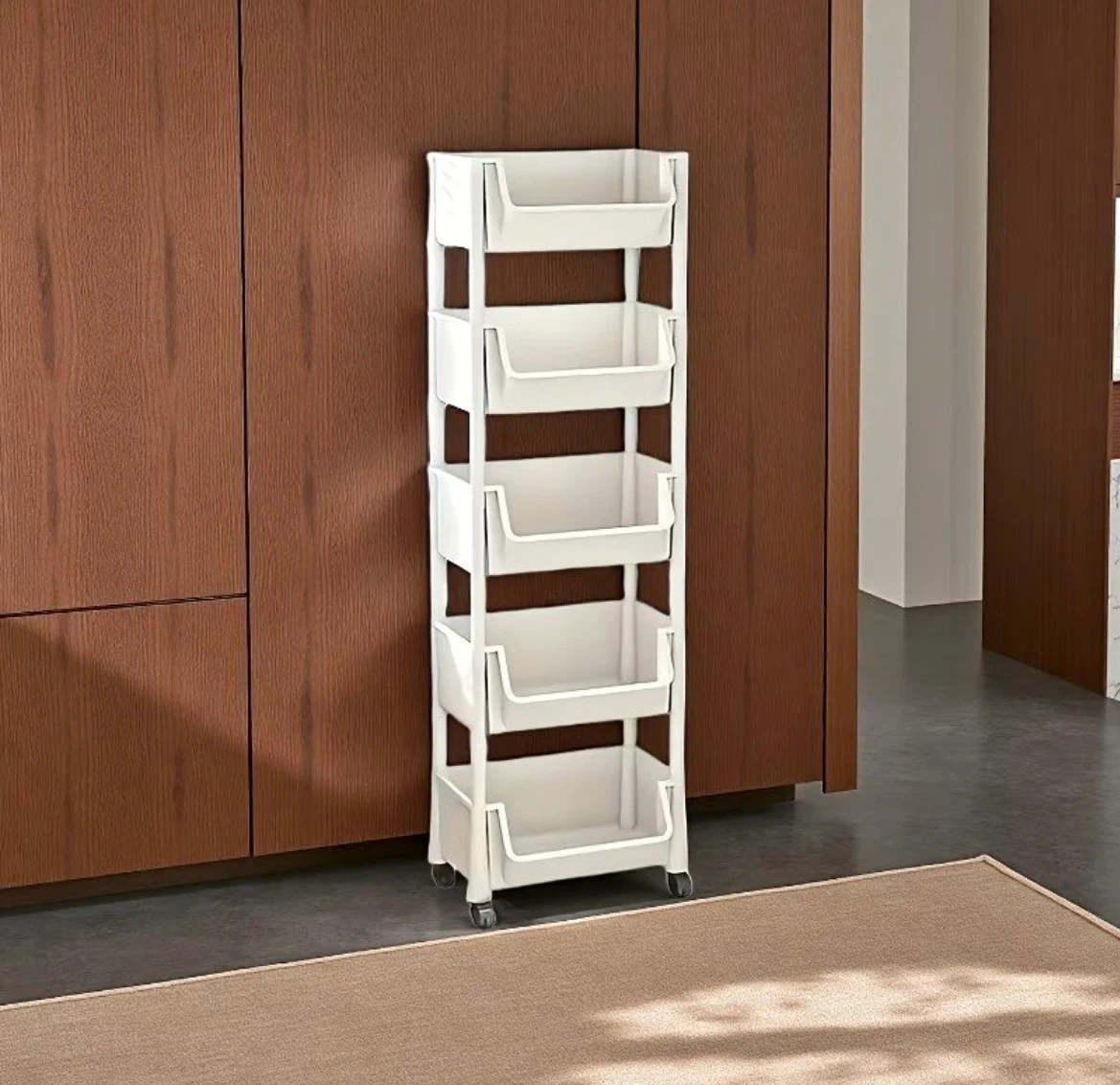 White 5-Tier Rolling Storage Cart