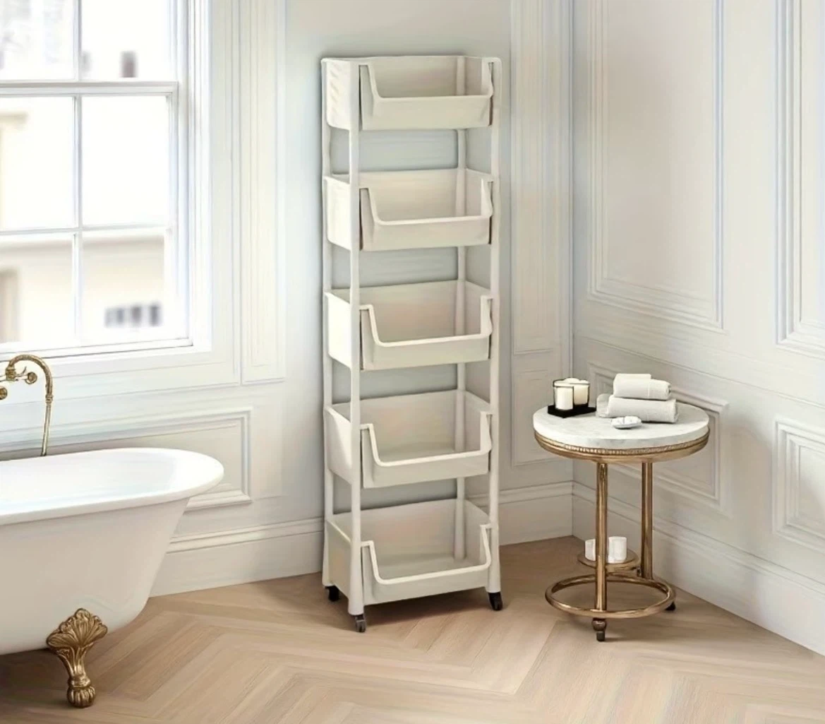 White 5-Tier Rolling Storage Cart - photo 2