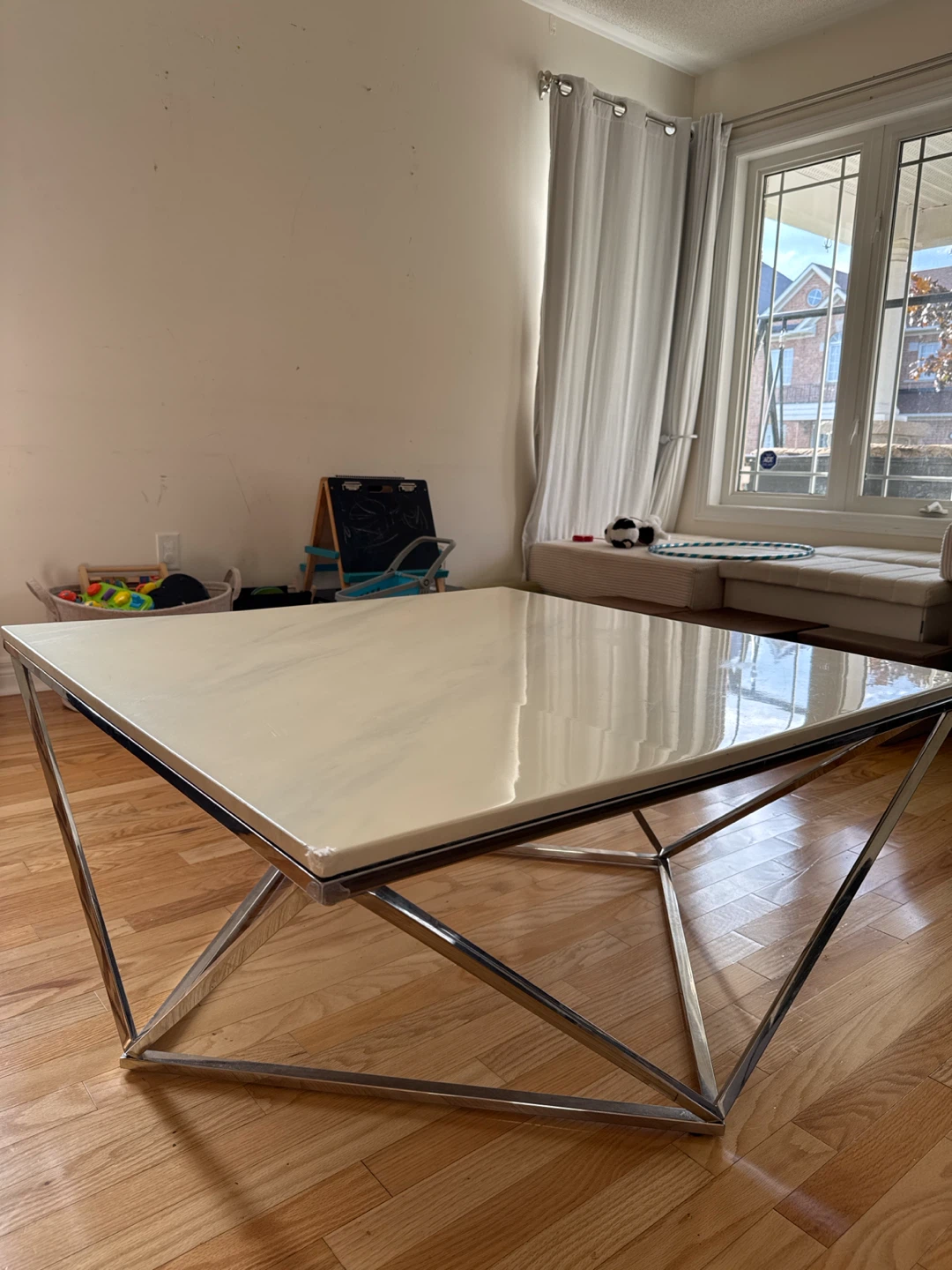 Marble Top Coffee Table with Silver Base - photo 2