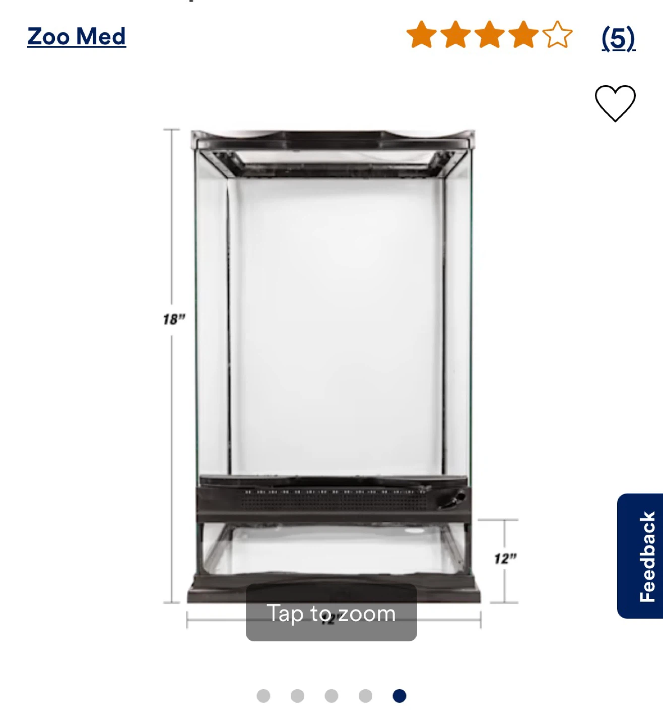 Zoo Med Terrarium 18" x 12" x 12”
