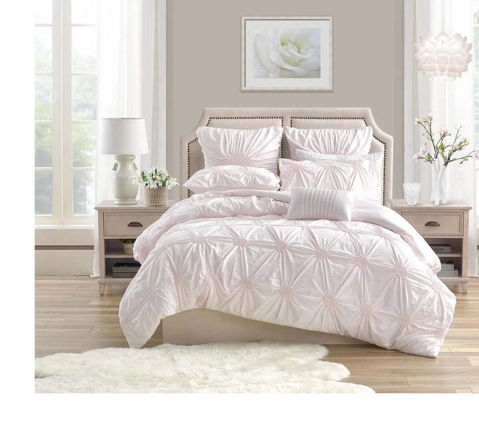 Luxury Floral Ruffled Duvet Cover Set – $35 🤍