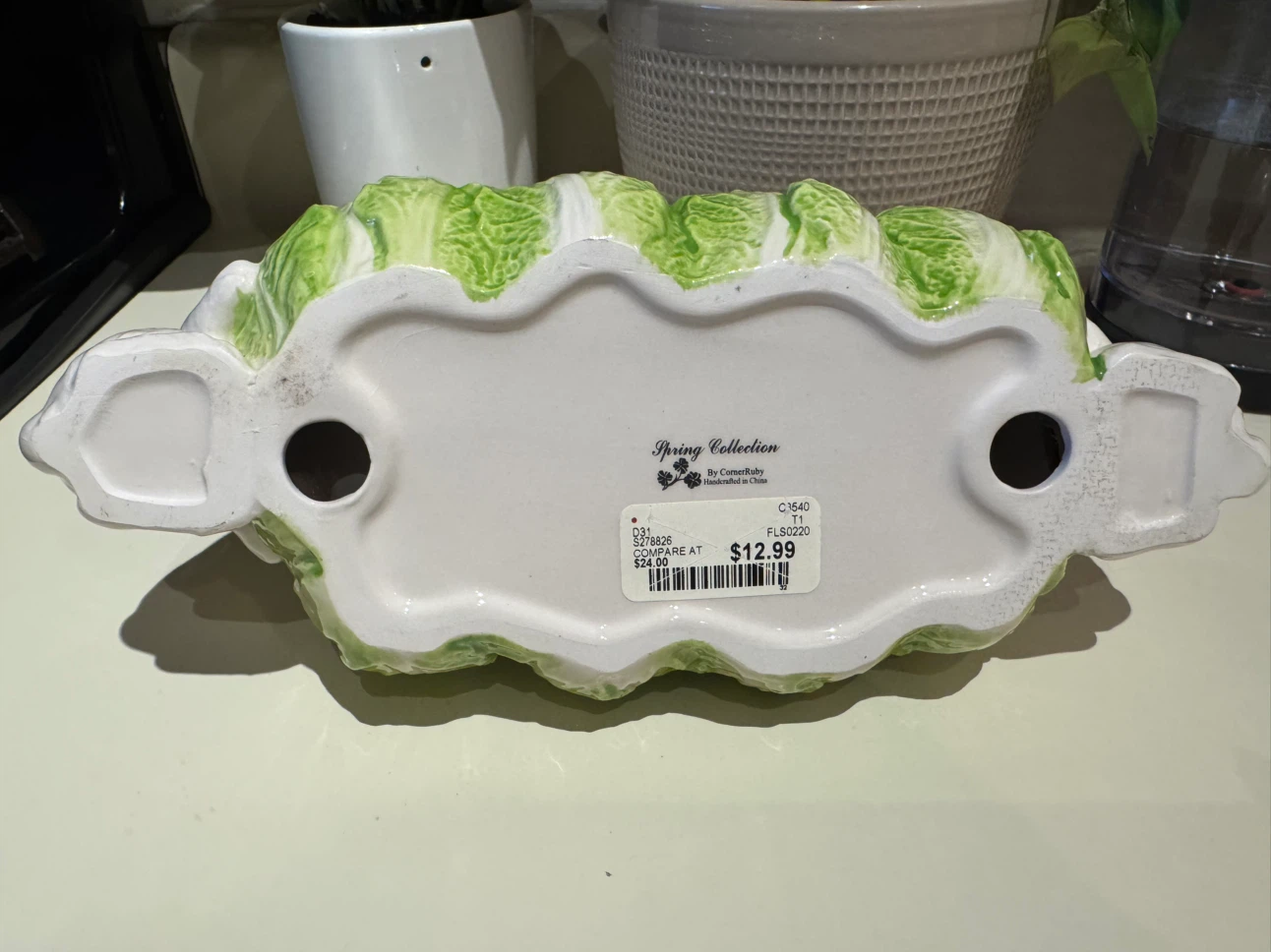 Ceramic Cabbage Bowl with Bunny Holders - photo 2