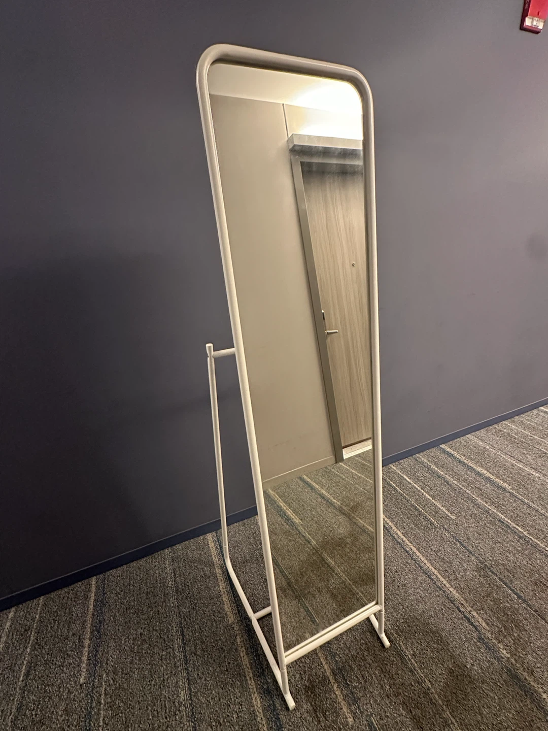 White Full Length Mirror with Hooks - photo 2