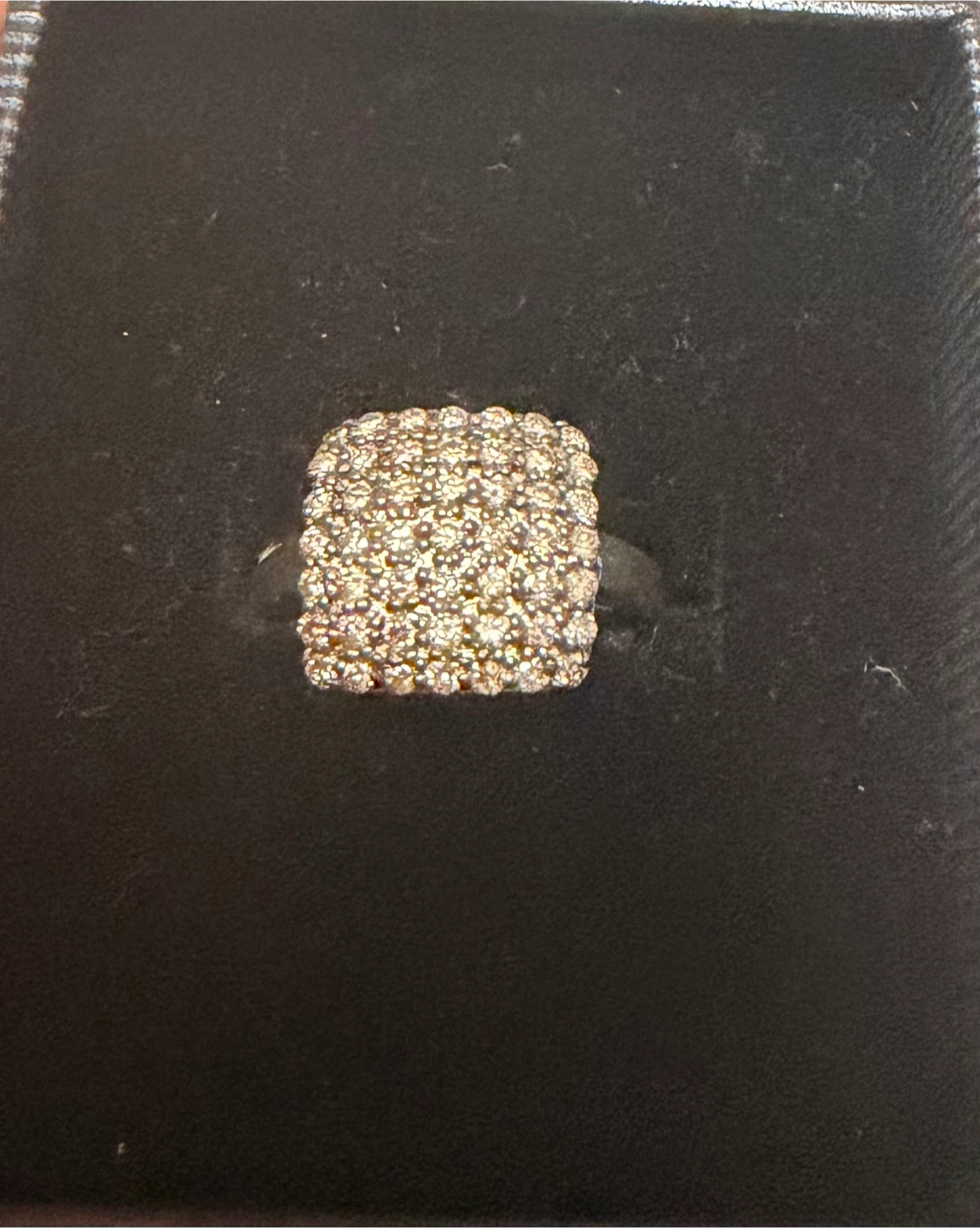 Sterling silver 925 square cluster ring with champagne diamonds