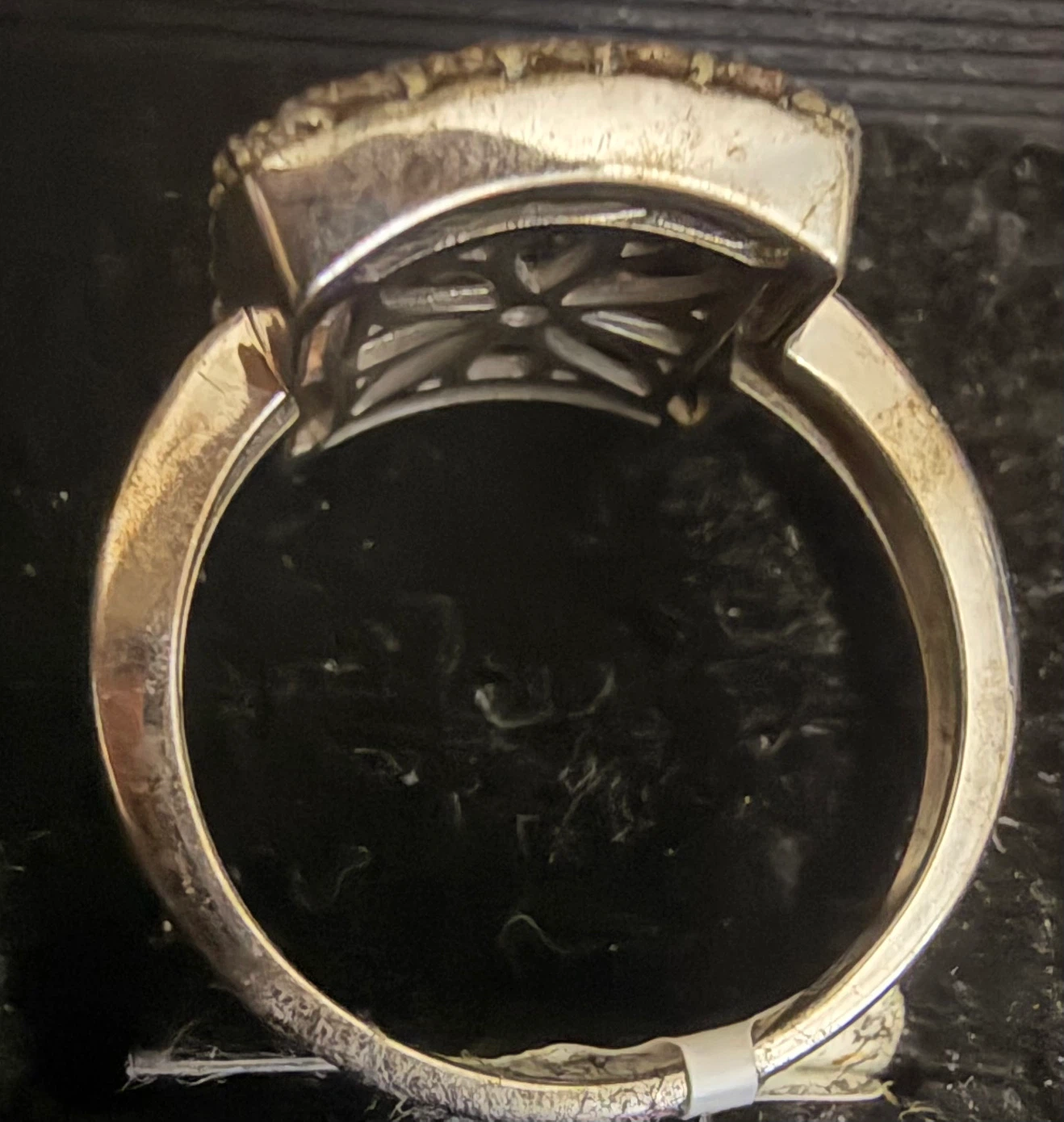 Sterling silver 925 square cluster ring with champagne diamonds - photo 3