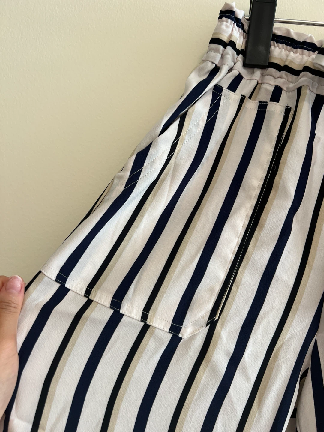 Navy and white striped paperbag pants - photo 2