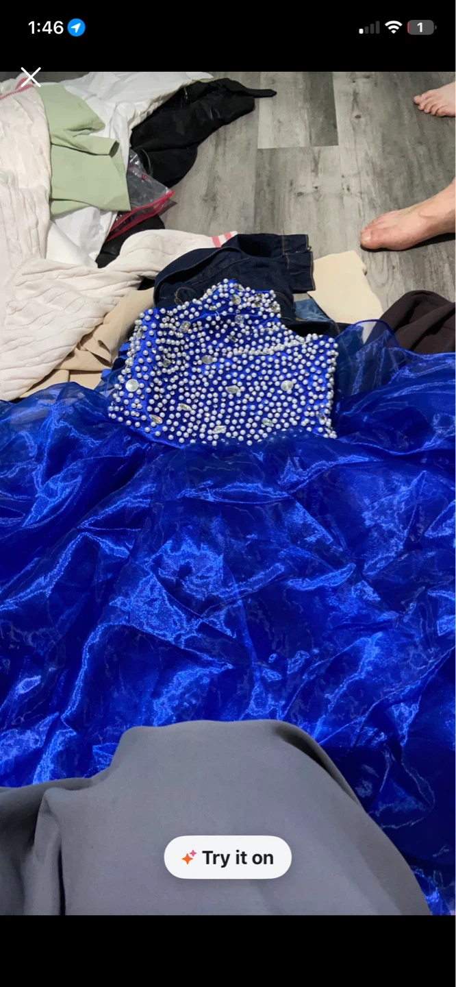 Royal Blue Beaded Prom Dress