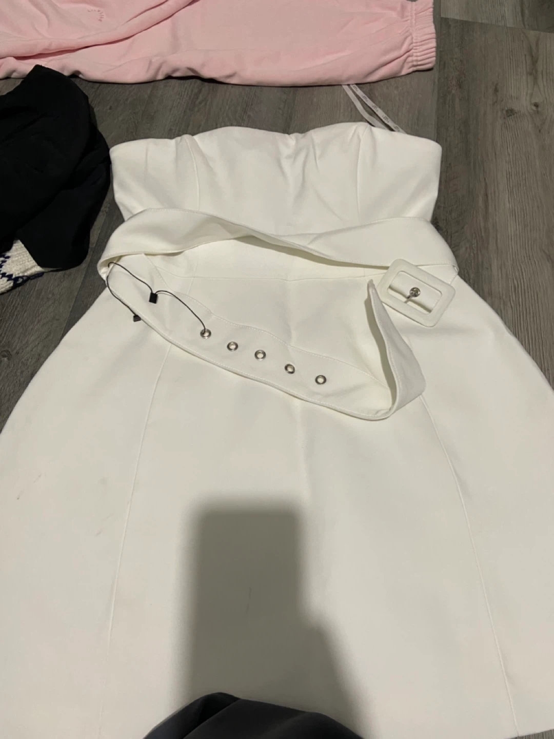 Club L London White Strapless Belted Mini Dress - photo 2