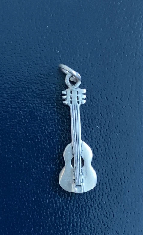 Sterling Silver Guitar Charm Pendant