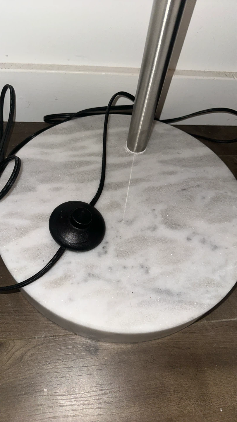 Arc Floor Lamp with White Drum Shade and Marble Base - photo 2