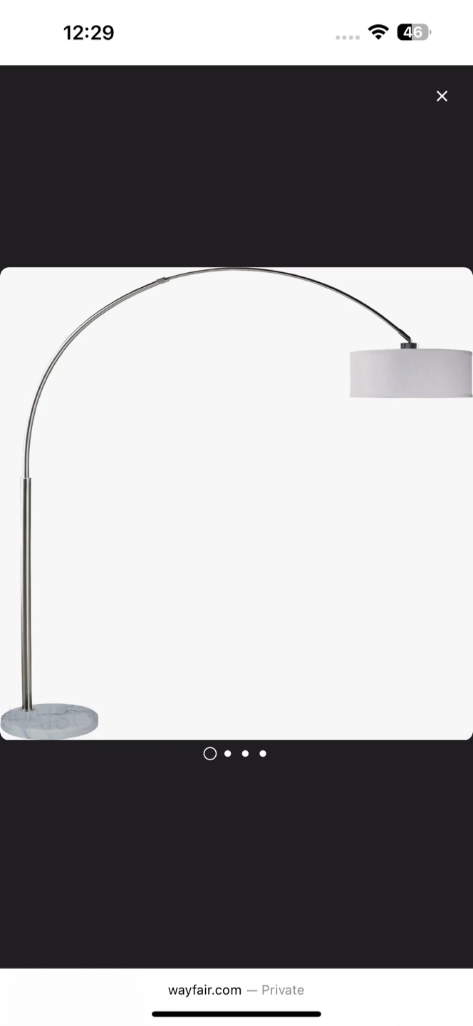 Arc Floor Lamp with White Drum Shade and Marble Base - photo 3