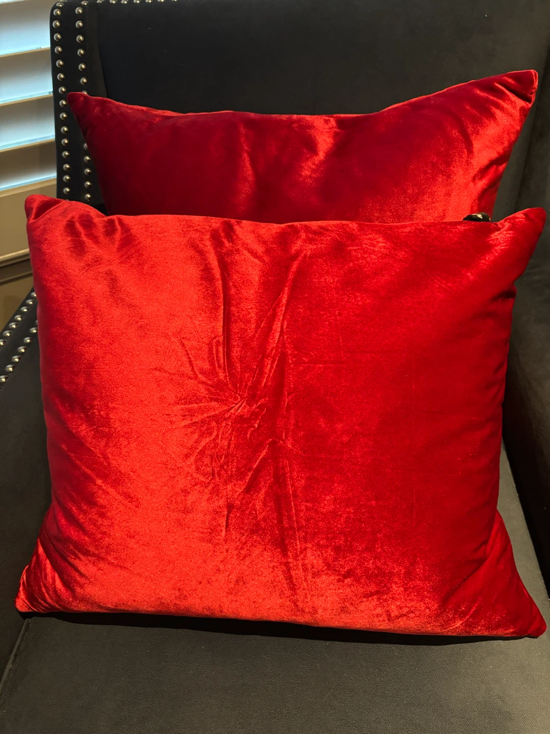 Set of 2 Red Velvet Throw Pillows