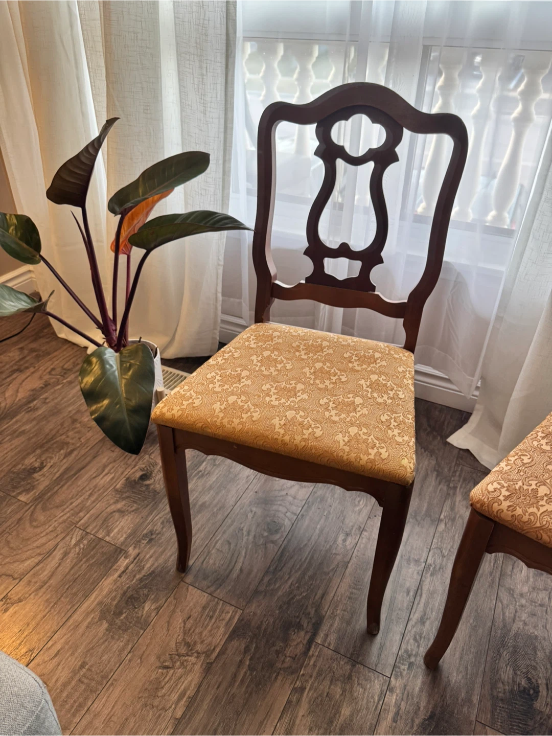 Antique Wooden Dining Chair with Upholstered Seat - photo 2